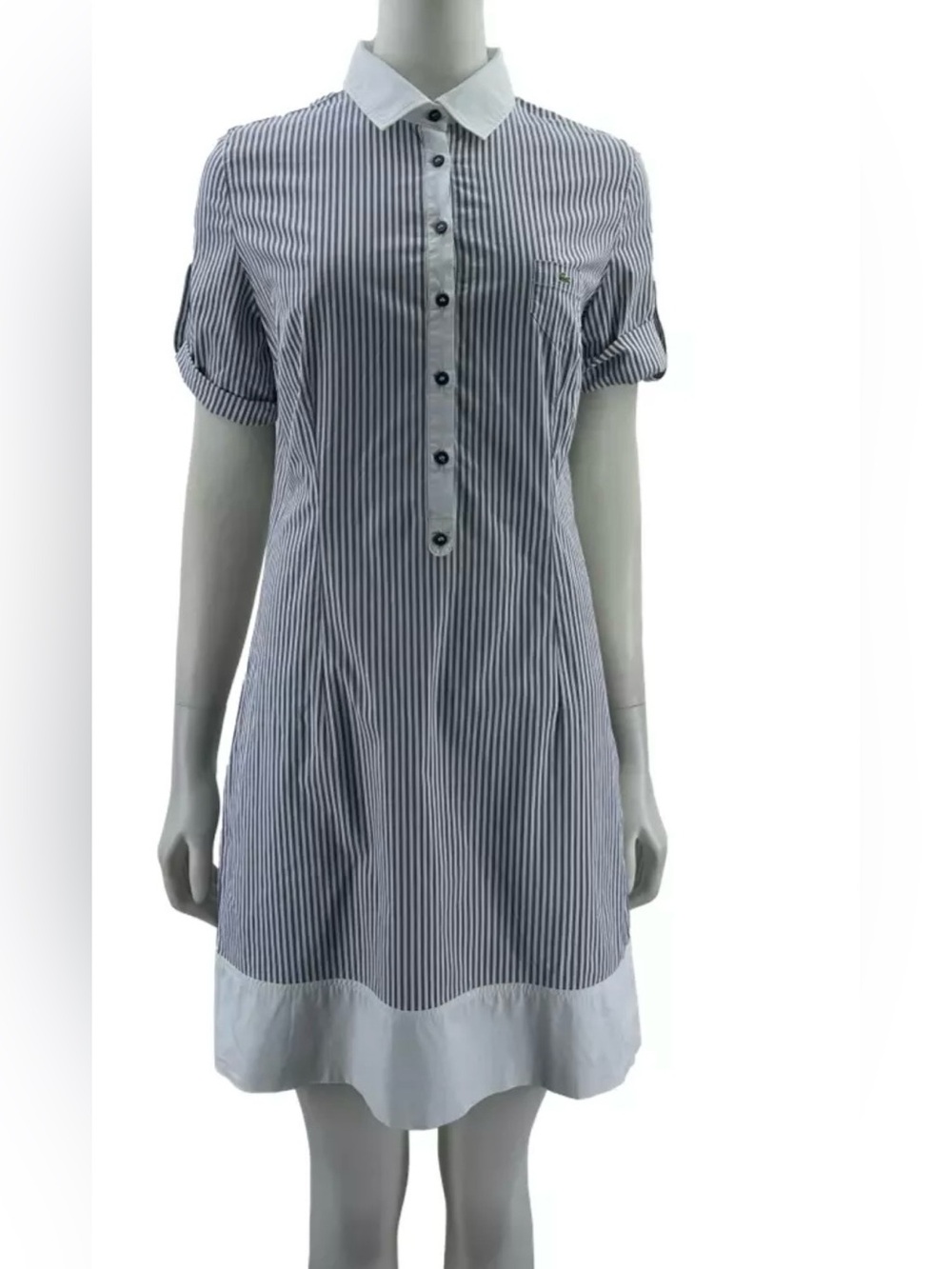 Lacoste Navy and White Striped Shirt Dress